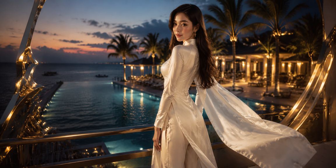 Khung cảnh casino với trang phục Áo dài tại Mũi Né